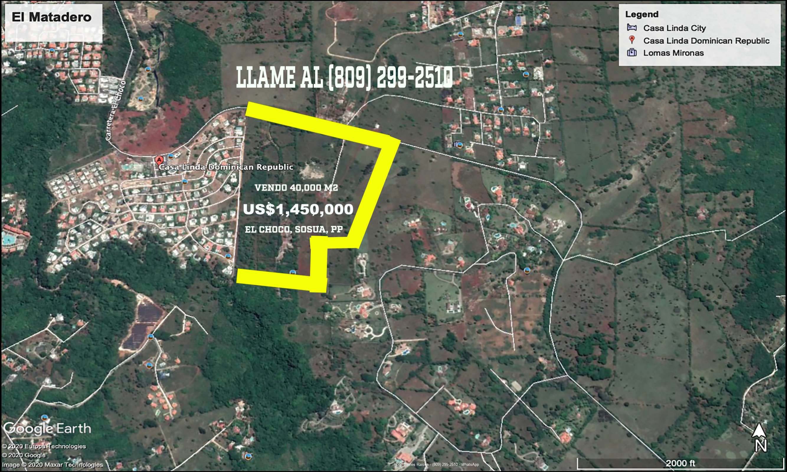 Vendo Terreno en El Choco, Sosua con 40,000 m2