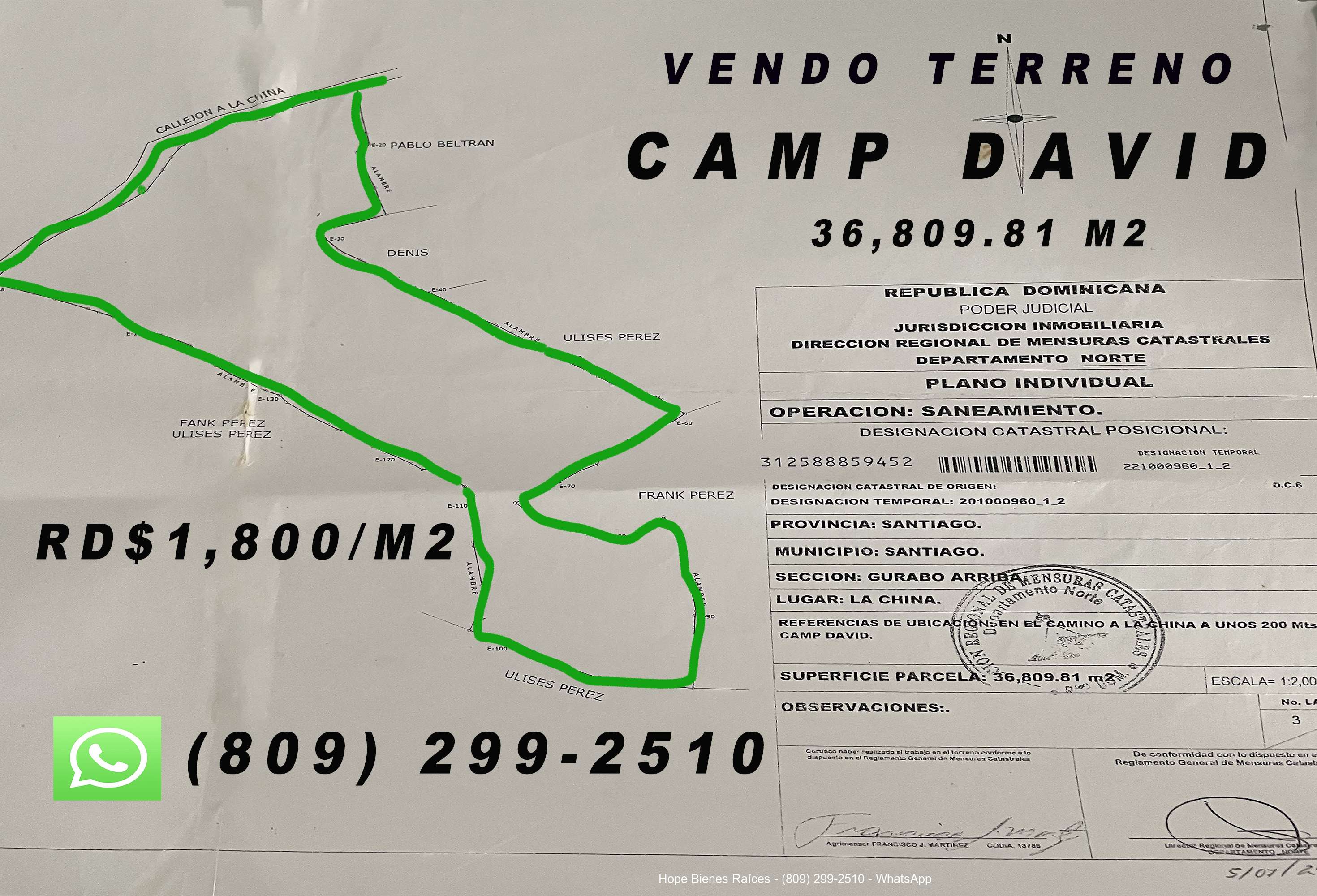 Plano Catatral Terreno Camp David 36,810m2