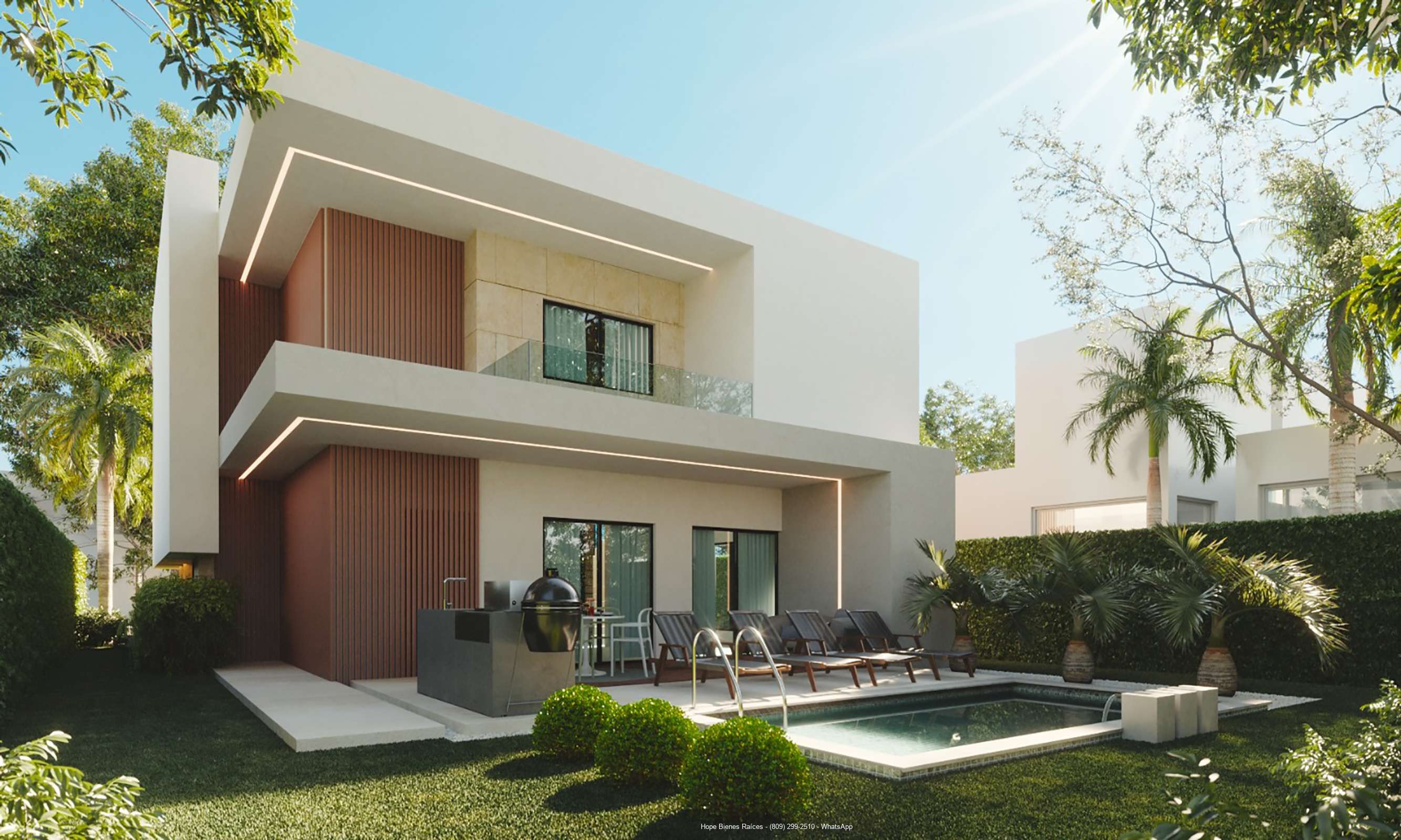 Patio con terraza y piscina