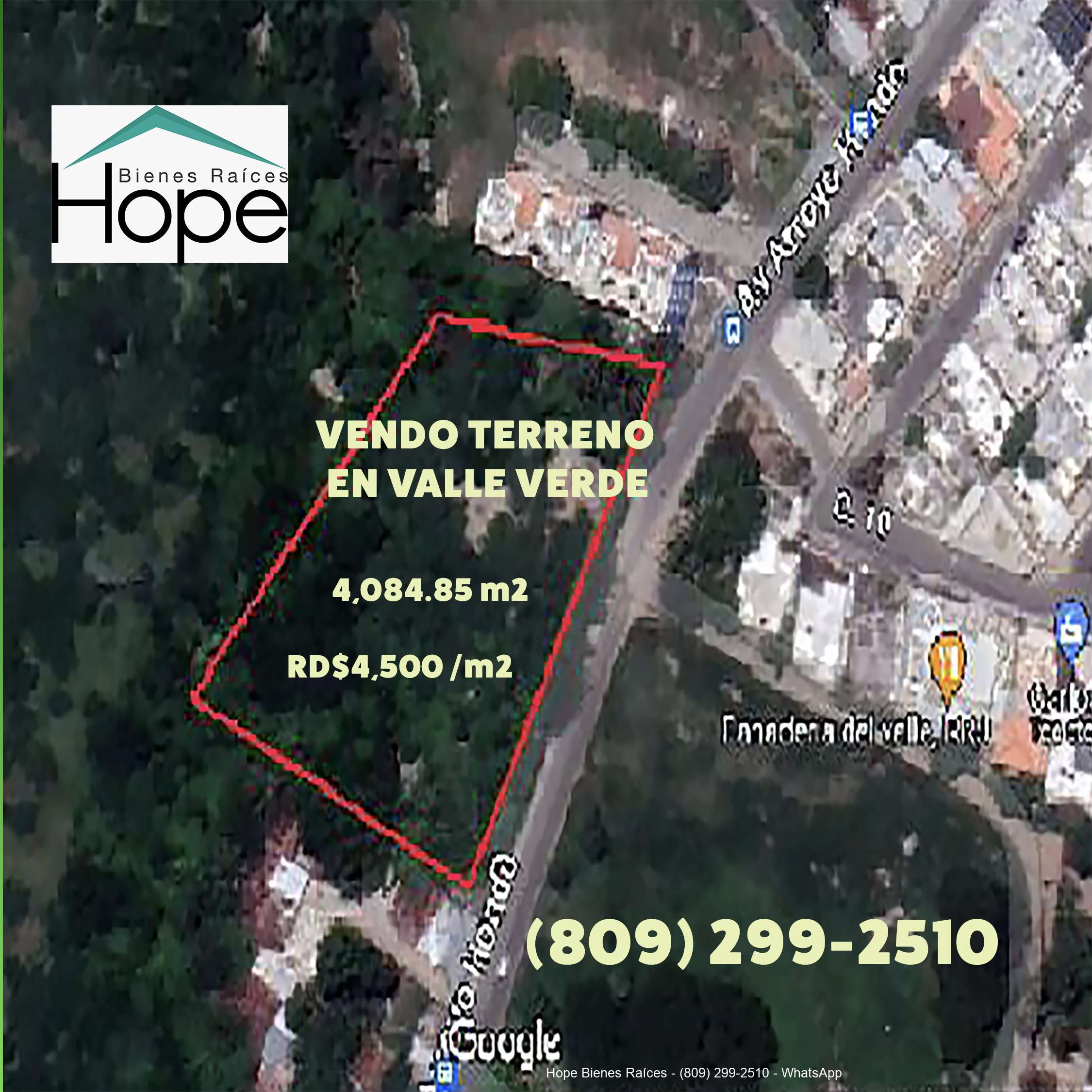 TERRENO VALLE VERDE 4,084 a $4500:m2